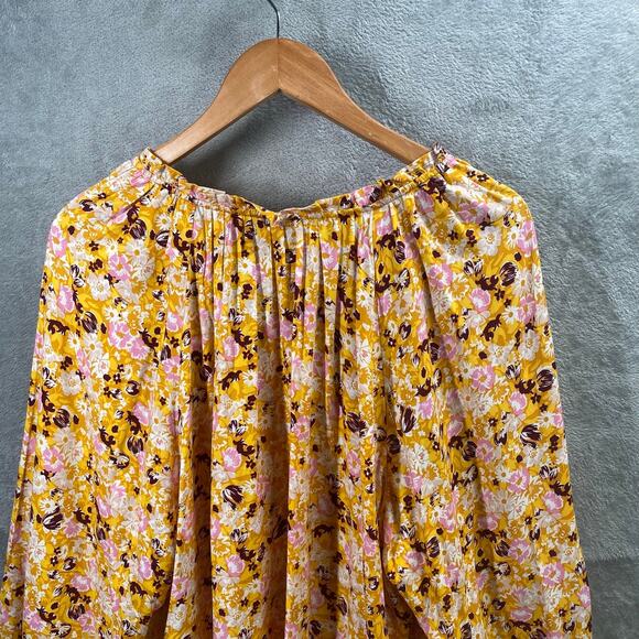 GAP Top Womens XXL Floral Long Sleeve Puff Sleeve Peasant Cottage Boho‎ - Picture 6 of 15
